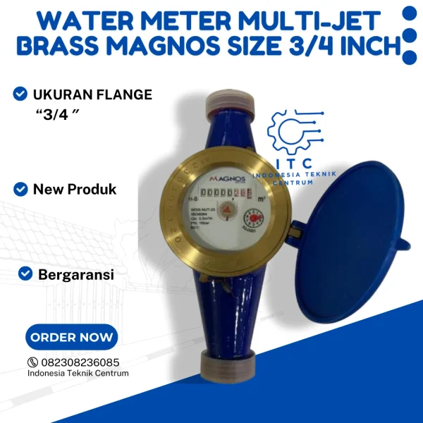 Water Meter Multi-Jet Brass Magnos Size 3/4 Inch