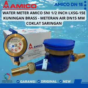 Water Meter Amico SNI 1/2 Inch LXSG-15E Kuningan Brass - Meteran Air DN15 MM Coklat Saringan