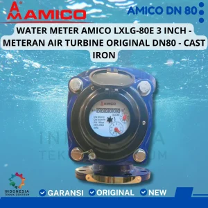 Buatkan deskripsi sesui standar SEO keunggulan kelebihan dan fungsi dari produk alat "Water Meter Amico LXLG-80E 3 Inch - Meteran Air Turbine Original DN80 - Cast Iron